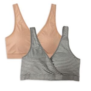 Women's Maternity Nursing Wrap Front Sleep Bra, 2 Pack Size S